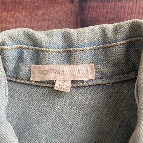Self esteem Girl Toddler Denim Vest Jacket Blue Light Wash  Front Pockets Size 4 - Picture 5 of 7
